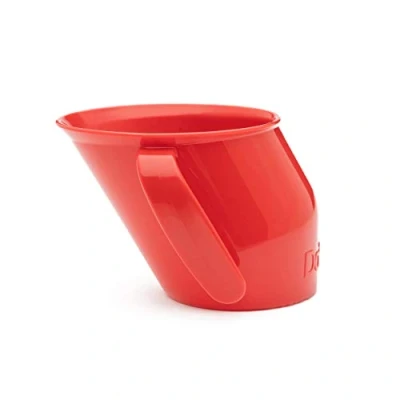 Abbildung von Doidy Cup Offener Trinklernbecher Für Babys &amp; Kleinkinder einzigartige schräge Form mit Henkelgriffen Becher Milch, Wasser Saft zum Zufüttern/ beim Abstillen ab 3 Monaten (Rot)