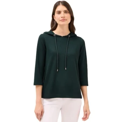 Abbildung von CECIL Damen 3227474 Hoodie Shirt in Rippstruktur, Ink Green, 42