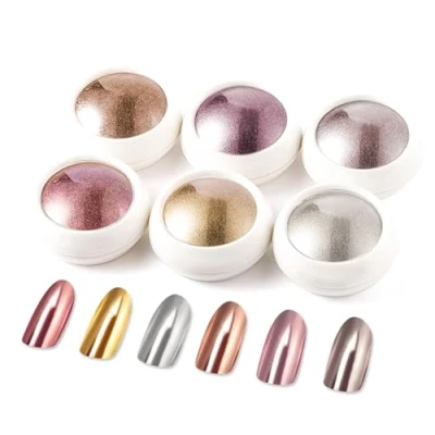 Abbildung von BISHENGYF Rose Gold Chrome Nail Powder【Neue Upgrade】Grosse Kapazität Chrom Pulver【Super Spiegeleffekt】Metall Mirror Powder Neon Glassy Pearl Effect Glitter Nagelkunst Pulver für DIY Salon