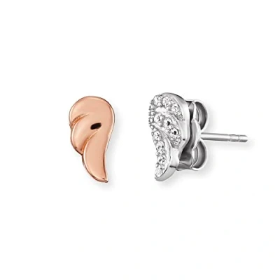 Abbildung von Engelsrufer Damen Ohrstecker Flügel aus Sterling Silber Bicolor besetzt mit 10 Zirkonia Steinen Steckverschluss nickelfrei 4,7mm
