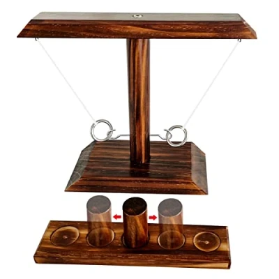 Abbildung von Hook Ring Toss Game: Holz Tischplatte Ringwurfspiel Erwachsene Wurfspiel Trinkspiel Outdoor Spiel