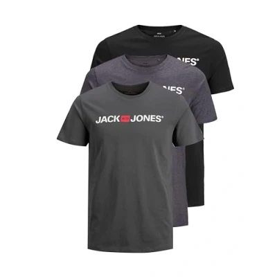 Abbildung von JACK &amp; JONES Herren JJECORP Logo Tee SS Crew Neck 5er Pack Kurzarm T Shirt, C, Navy Blazer/4xBlack, M