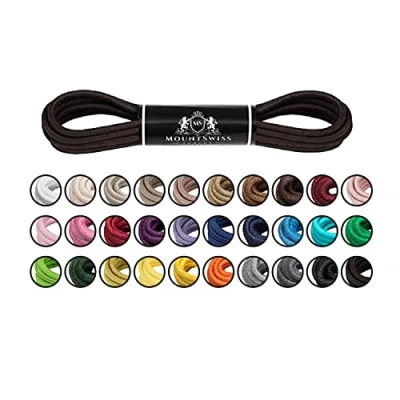 Abbildung von Mount Swiss Luxury Schuhbänder I Wasserabweisende und reißfeste Schnürsenkel rund ø 2 3 mm aus feiner Baumwolle/gewachst Farbe: Dark.Brown, Länge: 90 cm