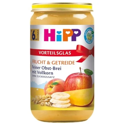 Abbildung von HiPP Bio Frucht &amp; Getreide Feiner Obst Brei mit Vollkorn, 6er Pack (6 x 250g)