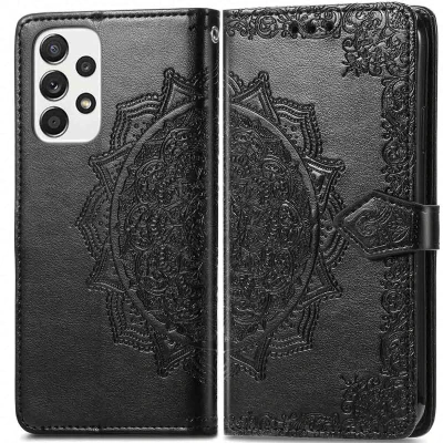 Abbildung von Samsung Galaxy A53 Hülle Kunstleder iMoshion Klapphülle Handyhülle Schwarz