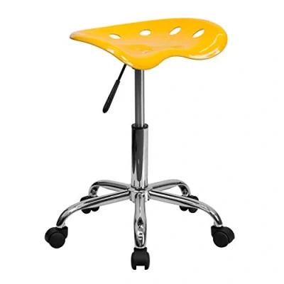 Abbildung von Flash Furniture Lebhafter gelber Traktorsitz und Chromhocker