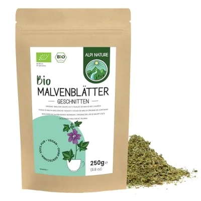 Abbildung von Malvenblätter bio 250g von Alpi Nature, Tee lose, getrocknet und geschnitten zur Zubereitung Tee, Malventee, Malve Kräutertee