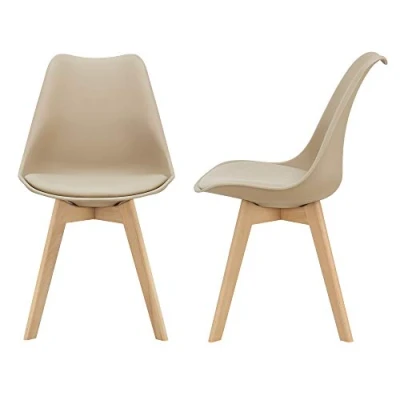 Abbildung von en.casa Esszimmerstuhl (Set, 2 St), »Fläten« Küchenstühle aus Kunstleder gepolstert Beige