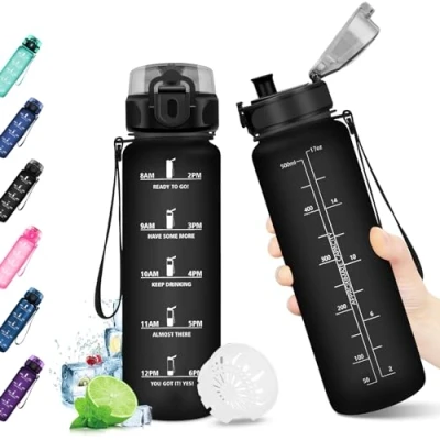 Abbildung von KollyKolla Trinkflasche 500ml Kinder, Kohlensäure Geeignet, mit Zeitmarkierung, Auslaufsicher Wasserflasche, für Fahrrad, Schule, Outdoor, Fahrrad