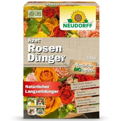 Abbildung von Neudorff Blumendünger Bio Azet RosenDünger 2,5 kg, mit 100 Tagen Langzeitwirkung, für langanhaltend farbenfrohe Rosen, Stauden und Blütenpflanzen, aus natürlichen Rohstoffen