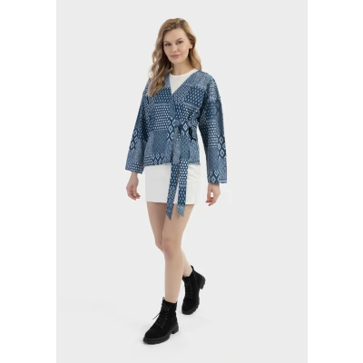 Abbildung von Dreimaster Wickeljacke Damen Dunkelmariner Druck