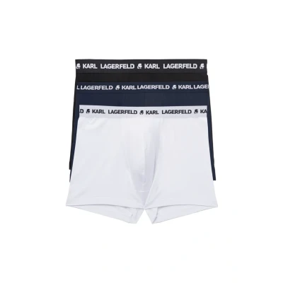 Abbildung von Karl Lagerfeld B.V Men&#039;s Logo Set (3 Pack) Trunks, Schwarz/Weiß/Marineblau, L