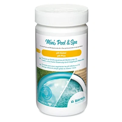 Abbildung von BAYROL Mini Pool&amp;Spa pH Heber 1kg Plus Granulat für Planschbecken, Whirlpool, Aufstellpool. Enthält Messlöffel, Weiß
