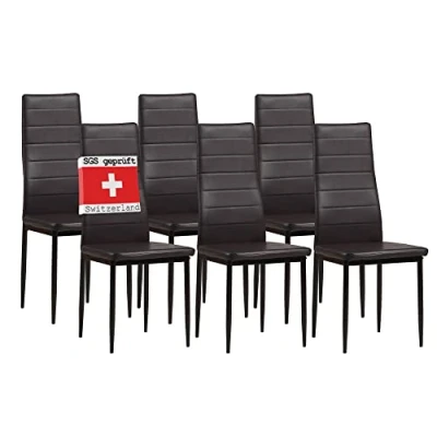 Abbildung von Albatros International Esszimmerstuhl Esszimmerestuhl Küchenstuhl MILANO, Kunstleder Bezug (6er Set, Braun), edles Italienisches Design, Polsterstuhl, hohe Belastbarkeit, Modern