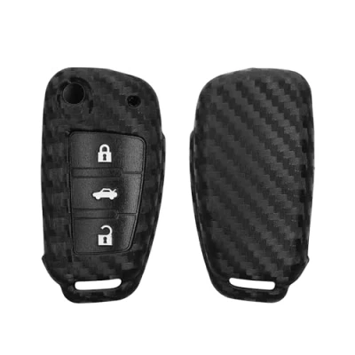 Abbildung von kwmobile Autoschlüssel Hülle kompatibel mit Audi 3 Tasten Klappschlüssel Schlüsselhülle Carbon Schwarz
