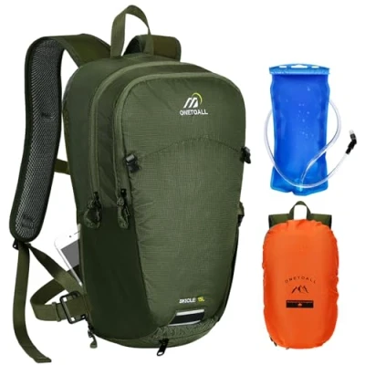 Abbildung von ONETOALL Fahrradrucksack 15L/20L Wasserdicht, Wanderrucksack mit Helmnetz und Regenschutz, Tagesrucksack Abnehmbarem Bauchgürtel zum Radfahren Wandern Tagestour Sport Alltag