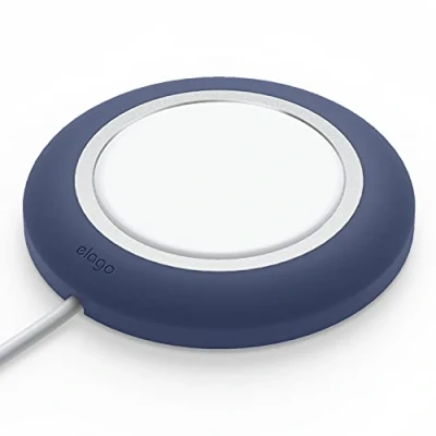 Abbildung von elago MS Ladepad Kompatibel mit MagSafe Ladegerät iPhone 16/15/14/13/12 Serie und Anderen kabellos ladenden Handys, AirPods 4/3/Pro 2/Pro (Jean Indigo)