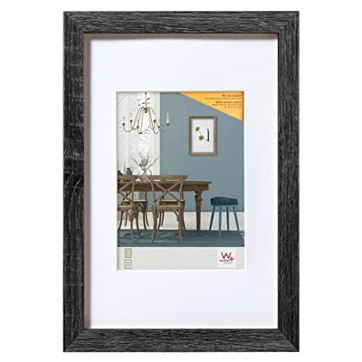 Abbildung von walther design Bilderrahmen dunkelgrau 50 x 60 cm mit Kunstglas und Passepartout Fiorito Holzrahmen EFX060D