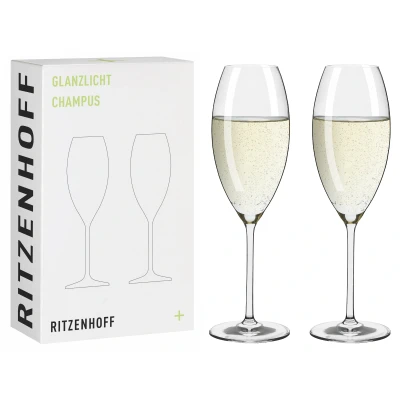 Abbildung von RITZENHOFF 8011003 Champagnerglas 300 ml Serie Glanzlicht 2 Stück Kristallglas im Geschenk Set Made in Germany