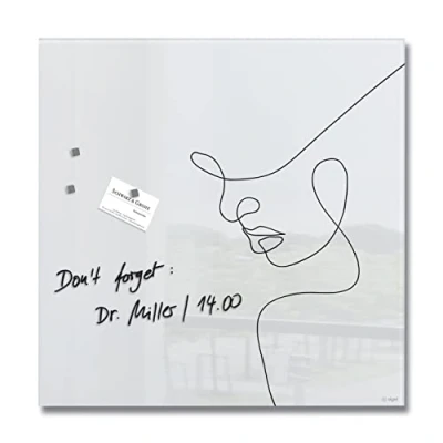 Abbildung von SIGEL GL295 Premium Glas Magnettafel 48x48 cm, Line Art Woman hochglänzend, SGS geprüft, einfache Montage, incl. 3 Magnete, Artverum