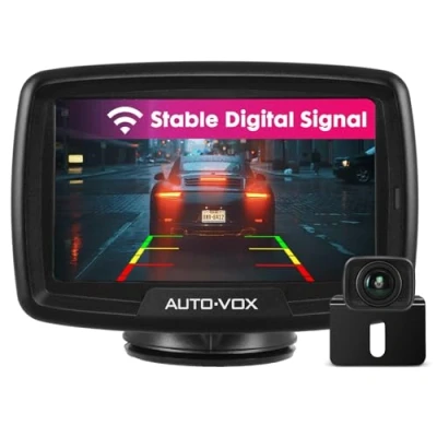 Abbildung von AUTO VOX Digital Kabellos Rückfahrkamera CS2, Drahtlose mit 4,3&quot; LCD Monitor, Funk IP68 Wasserdicht, Nachtsicht, Interne Antenne, Einfache Installation