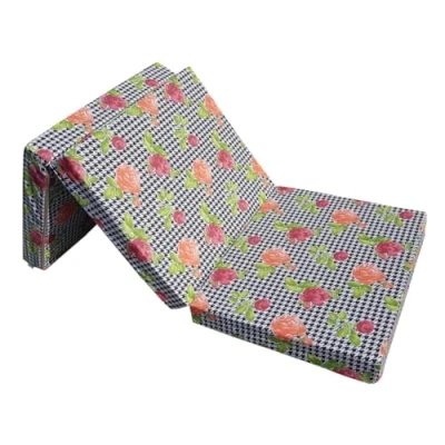 Abbildung von Natalia Spzoo gemütliche Faltmatratze 195 x 65 8 cm Klappmatratze mit Schaumstoffkern &amp; abnehmbarem Bezug 3 teilige klappbare Schlafmatte (008 100% Cotton)