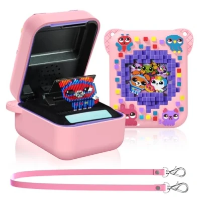 Abbildung von MOWYEOK Schutzhülle für Bitzee Interactive Toy Digital Pet, Mit Animal Print, Kompatibel der Zubehör des Lanyard (Rosa)