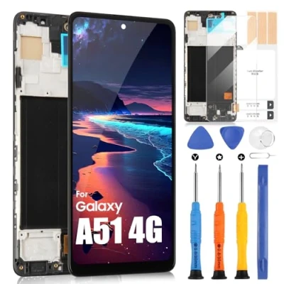 Abbildung von LCD Display für Samsung Galaxy A51 4G A515F SM A515F/DS Touchscreen Montage Ersatz Glas Digitizer mit Reparatur Set (Schwarz Rahmen, No Fit 5G)