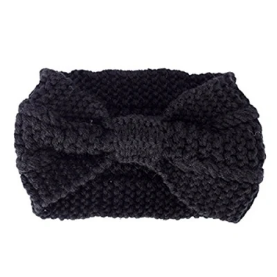 Abbildung von Miya Elegant Strick Kopfband, warmes Stirnband für Mädchen, Damen Haarband Geknotete Stirnband, Kopfband (Schwarz)