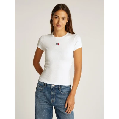 Abbildung von Tommy Jeans T Shirt &quot;TJW SLIM BADGE RIB TEE&quot;, mit gerippter Struktur