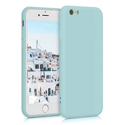 Abbildung von kwmobile Hülle kompatibel mit Apple iPhone 6 / 6S gummierte TPU Silikon Handyhülle Schutzhülle für kabelloses Laden Case in Mintgrün