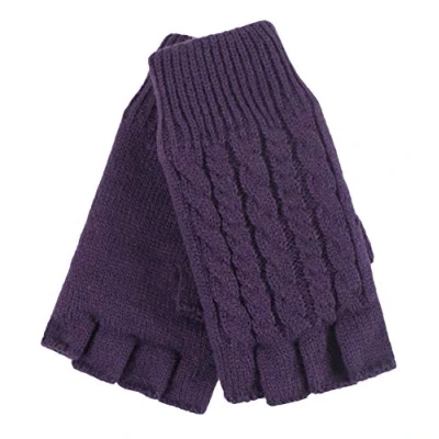 Abbildung von HEAT HOLDERS Damen Thermo Winter Strick Fingerlos Handschuhe mit Plush Fleece Gefüttert (One Size, Violet)