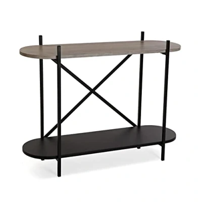Abbildung von Versa Madison Schmales Möbelstück für den Eingangsbereich oder Flur, Moderner Konsolentisch, mit unterer Ablage, Maßnahmen (H x L B) 76 33 100 cm, Holz und Metall, Farbe: Braun Schwarz