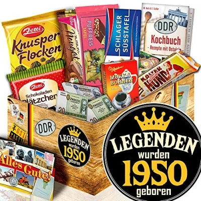 Abbildung von Legenden 1950 ++ Geschenke Geburtstag Frau DDR Schokoladen Set