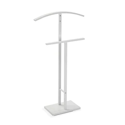 Abbildung von Versa Lund Moderner und multifunktionaler Herrendiener mit 2 Haken oder Aufhängern für Männer Damenkleidung, Maßnahmen (H x L B) 100 20 52 cm, Stahl, Farbe: Weiß