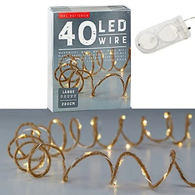 Abbildung von CEPEWA LED Lichterkette Mikro &quot;JUTE&quot;, 40LED, 240cm