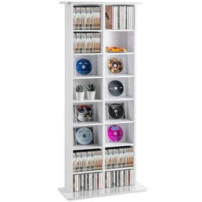 Abbildung von VEVOR Medienaufbewahrungsschrank, 8 lagiges DVD Regal für bis zu 464 CDs, verstellbare CD Regale mit 16 Fächern, schützt und organisiert Musik , Film Videospiel oder Erinnerungssammlungen, weiß