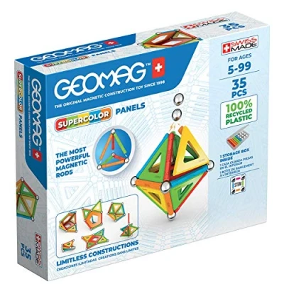 Abbildung von Geomag Supercolor Magnetische Bausteine für Kinder, Magnetisches Spielzeug, Grüne Kollektion 100 % Recyceltes Plastik, 5 99 Jahre, 35 Teile