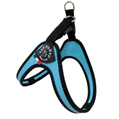 Abbildung von Tre Ponti Geschirr Easy Fit Classic scharzer Rand mit Click Verschluss hellblau 33 37 cm bis ca. 5 kg