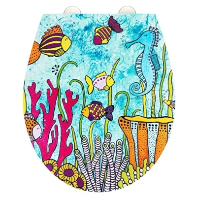 Abbildung von WENKO WC Sitz &quot;Rollin’Art Ocean Life&quot;, mit Relief Oberfläche und Absenkautomatik