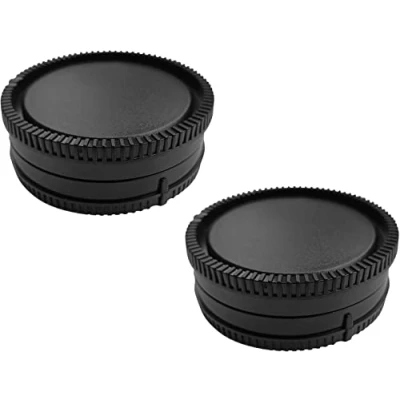Abbildung von Gehäusedeckel + Objektivdeckel hinten Set für Sony E Mount NEX Kameras a7 IV a7r II/III III a9 a7s a6600 a6500 a6400 a6300 a6100 a5100 7 Objektiv [2 Sets]