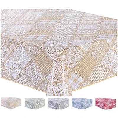 Abbildung von Wachstuch Tischdecke Abwaschbar Eckig 140 x 180 cm Beige