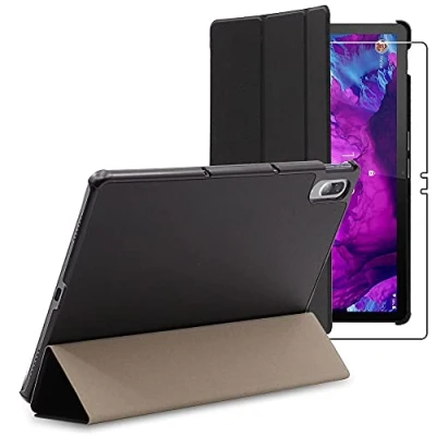 Abbildung von ebestStar Hülle für Lenovo Tab P11 Pro, Slim Smart Cover (Ultra Dünn), Schutzhülle Etui, Ständer Case Cover, Schwarz + Panzer Schutz Glas