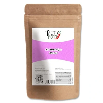 Abbildung von Tasty Pott Kokoschips, naturell I Chips aus Kokosnussfleisch Vegane Küche Müsli Topping Porridge Zum Backen Für Currysoßen Kokos Im Beutel 1000g (2x1000g)