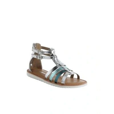 Abbildung von Vertbaudet Kinder Römersandalen aus Leder, Reißverschluss hinten silber 32