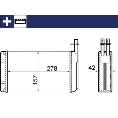 Abbildung von MAHLE ORIGINAL AH 68 000S Wärmetauscher mit Anbauteilen SAAB: 9000 Schrägheck