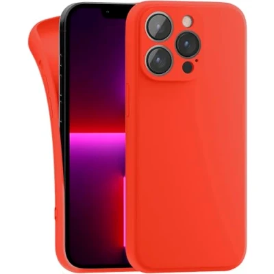 Abbildung von MyGadget Hülle Kompatibel mit iPhone 13 Pro robuste Silikon Schutzhülle TPU Case Slim Silikonhülle Back Cover Kratzfest Handyhülle Matt Orange