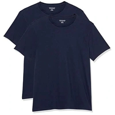 Abbildung von Amazon Essentials Herren T Shirt mit kurzen Ärmeln und Rundhalsausschnitt in schmaler Passform, 2er Pack, Marineblau, XL