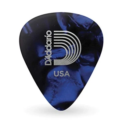 Abbildung von D&#039;Addario Plektrum Plektren Gitarre Pearl Celluloid Guitar Picks Gitarren 1CBUP7 25 Blue, Extra Heavy Stück