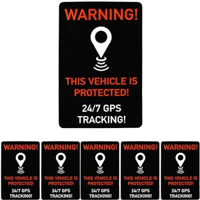 Abbildung von Aufkleber Set &quot;VEHICLE GPS TRACKING&quot;, 6 Stück, x 4 cm, selbstklebende Folie, außenklebend, Warnhinweis Sticker Innen und Außenbereich, Diebstahl Schutz Klebesticker, Hinweissticker alarmgesichert